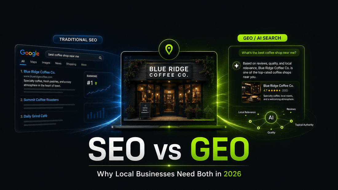 Differences between SEO and GEO and why local businesses need both in 2026.